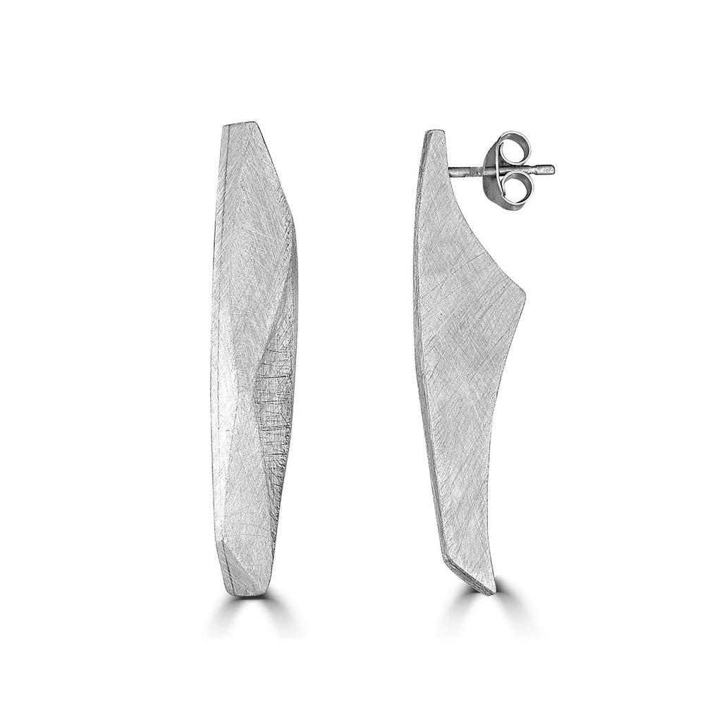 Silver Curvy Facets Designer Earrings on IndieFaves