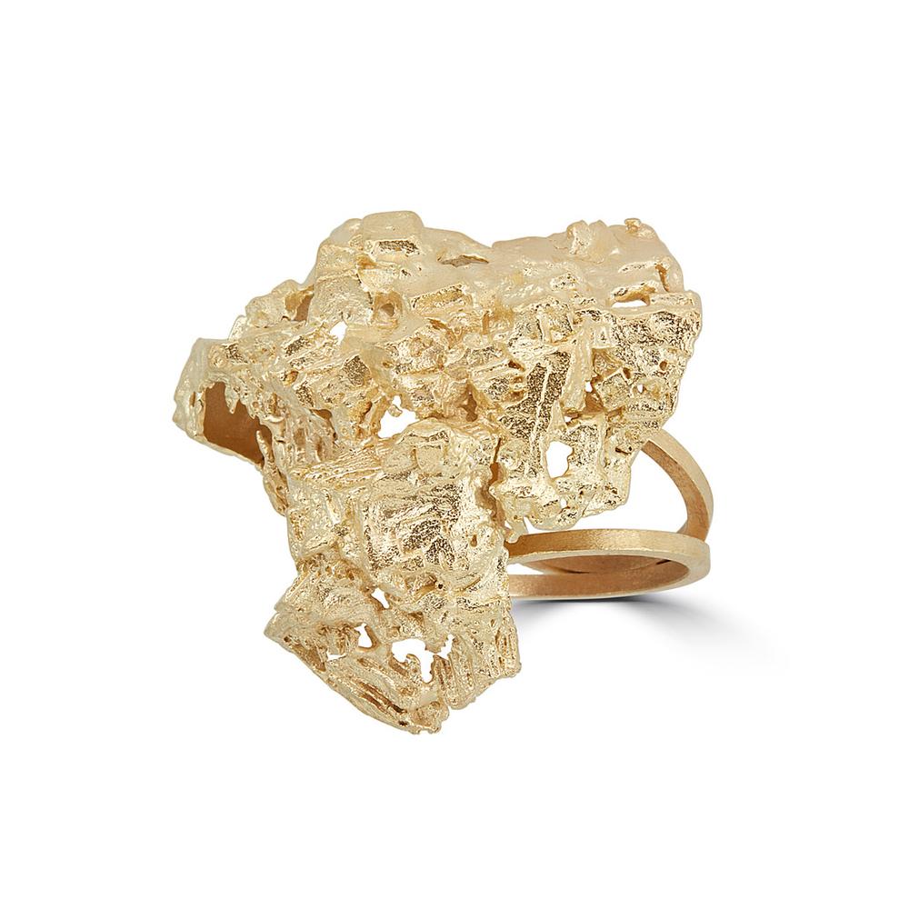 18K Gold-Plated Brass Fluorita Big Designer Ring on IndieFaves