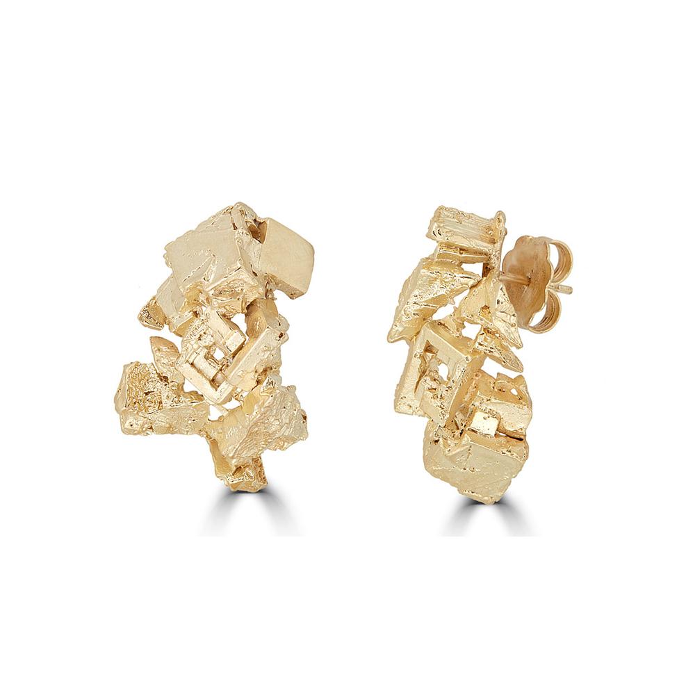 18K Gold-Plated Silver Fluorita Stud Designer Earrings on IndieFaves