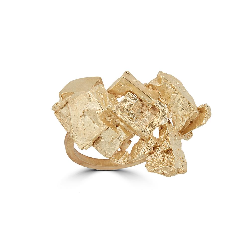 18K Gold-Plated Brass Fluorita Small Designer Ring on IndieFaves