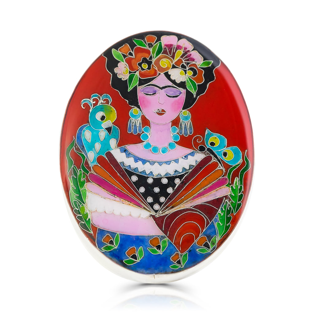 Kimili -Sterling Silver and Enamel Frida Inspired Designer Ring on IndieFaves