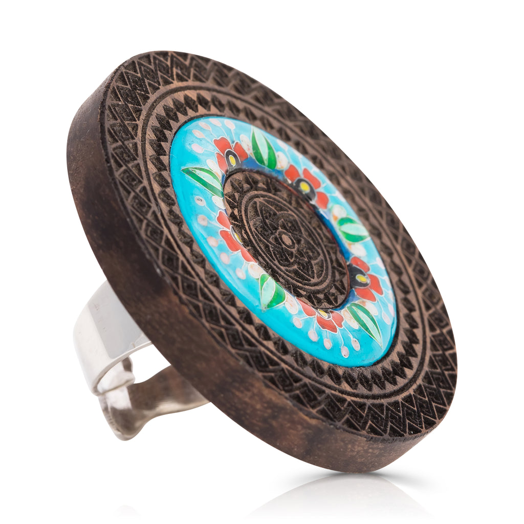 Kimili - Wood and Enamel Unique Designer Ring on IndieFaves