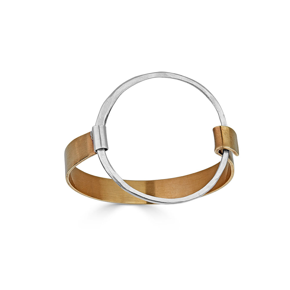 Sterling Silver and Bronze Open Circle Designer Bracelet on IndieFaves