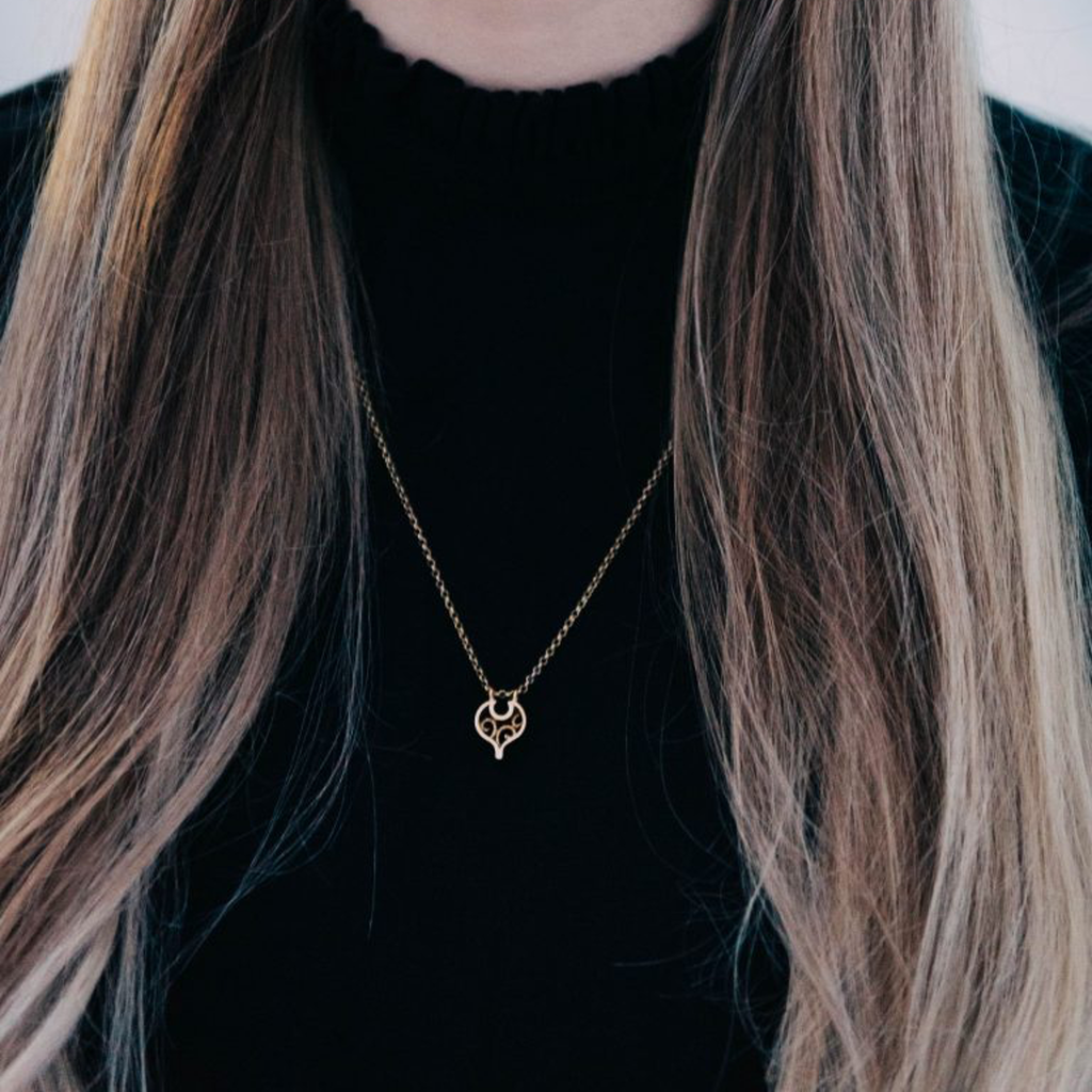 Model wearing Linn Sigrid Bratland - Gold Geometric Designer Necklace Editorial on IndieFaves