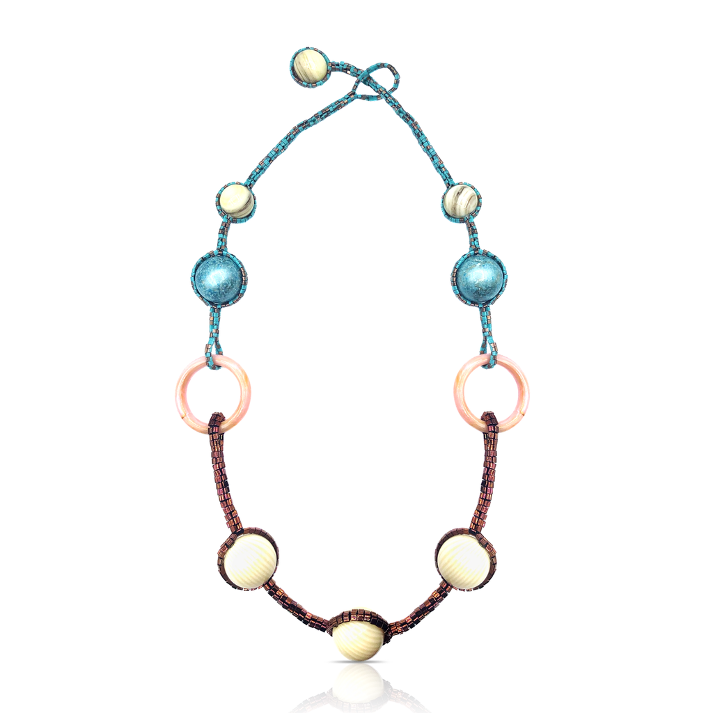 Mara Colecchia - Japanese and Vintage Beads Big Orbits Designer Collar Necklace on IndieFaves