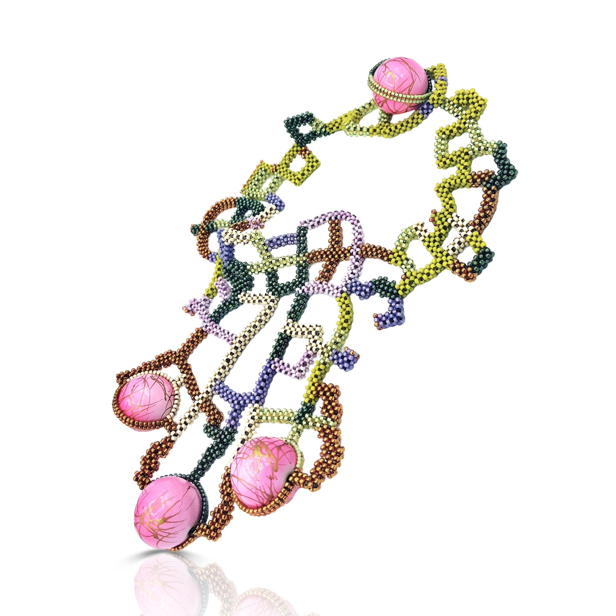 Japanese and Vintage Beads Wiener Werkstatte Collar Necklace I