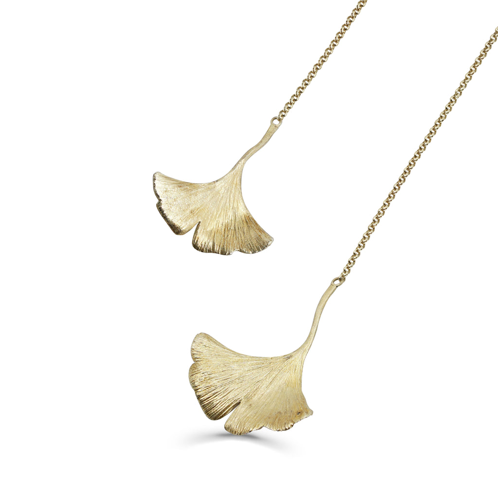 Mara Soriano - Gingko Designer Necklace with Green Sapphire on IndieFaves
