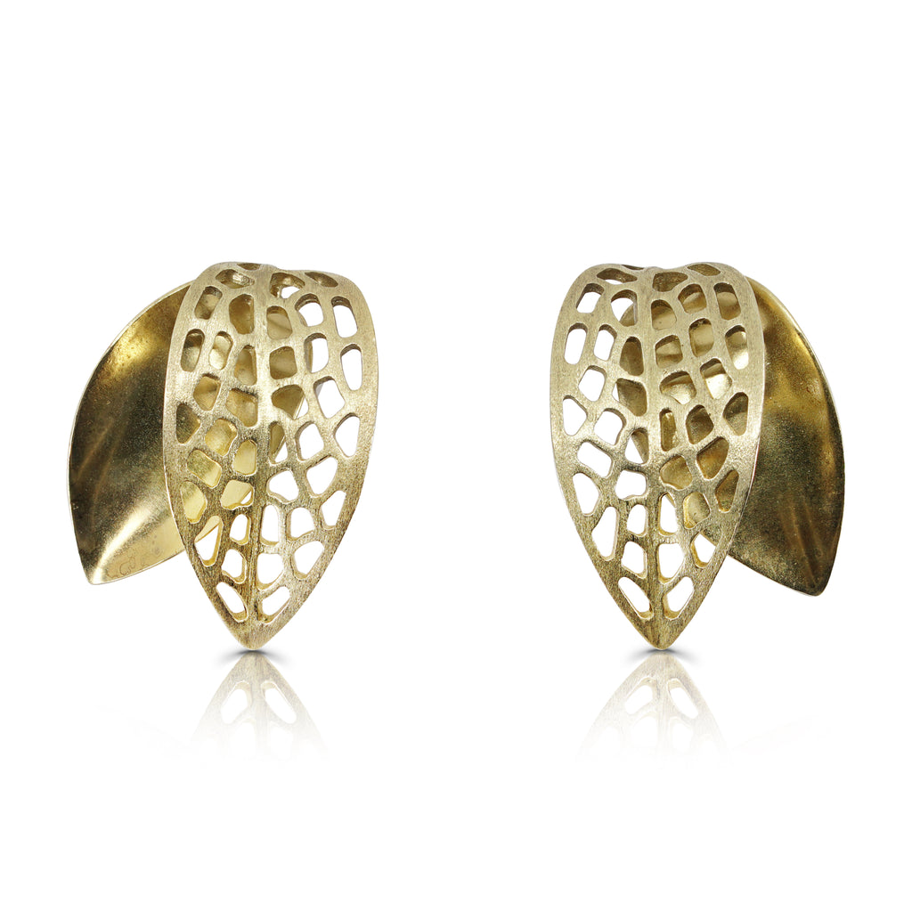 Mara Soriano - Hōzuki 2 Leaf Designer Earrings on IndieFaves