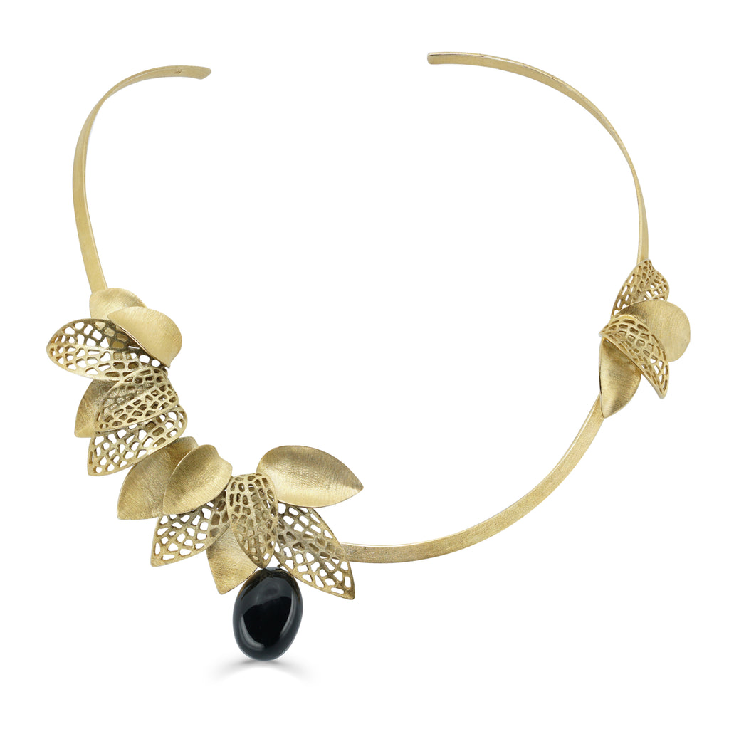 Mara Soriano - Hōzuki Designer Necklace with Black Jade on IndieFaves