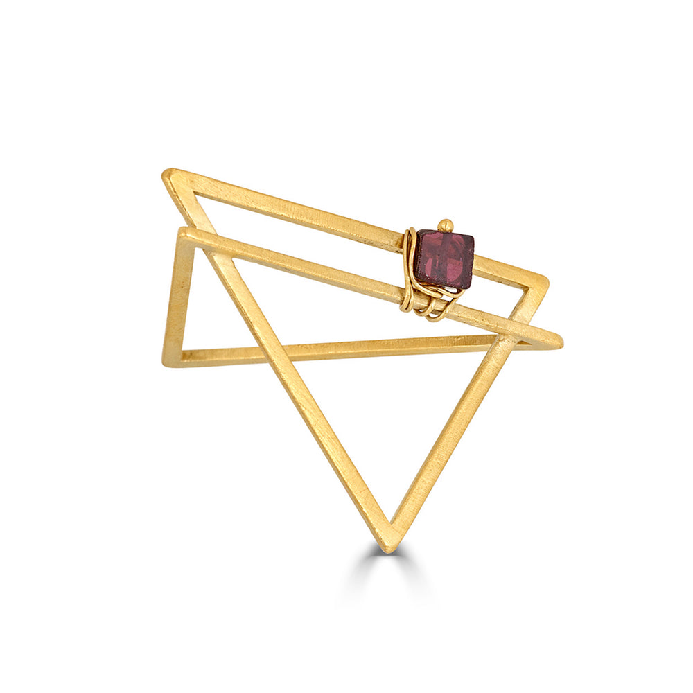 18K Gold-Plated and Garnet Double Triangle Designer Ring on IndieFaves