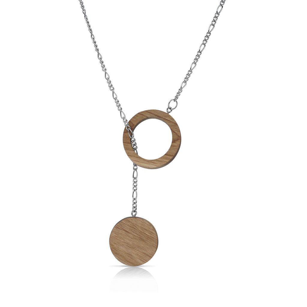 Sustainable BirchWood Wooden Deform Designer Necklace with Chain on IndieFaves
