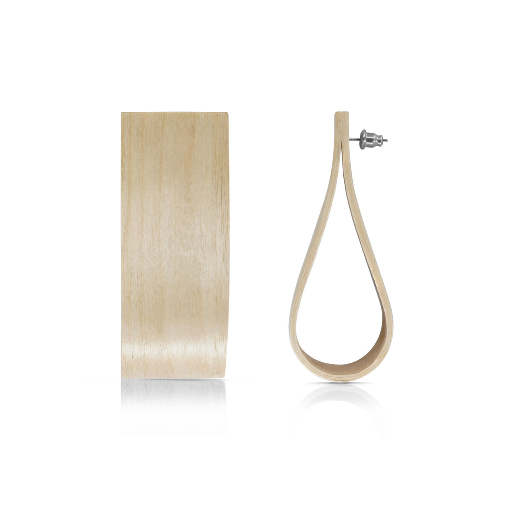 Sustainable BirchWood Wooden Bent Designer Earrings on IndieFaves