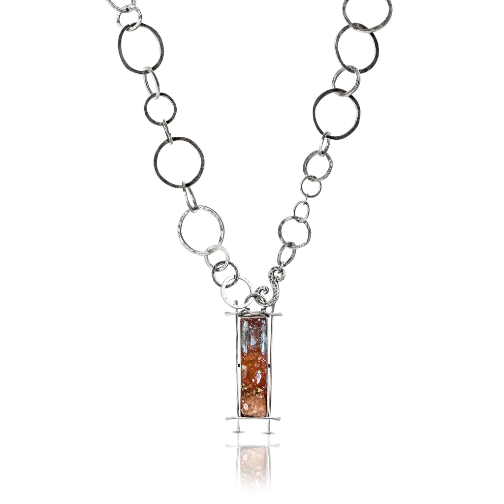 Pauletta Brooks - Rose And Blue Quartz Designer Necklace With Medieval Chain on IndieFaves