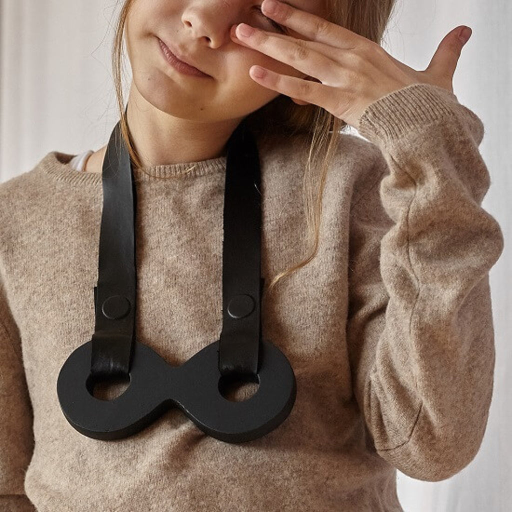 Model wearing PA DE DO - Duo Black Designer Necklace on IndieFaves