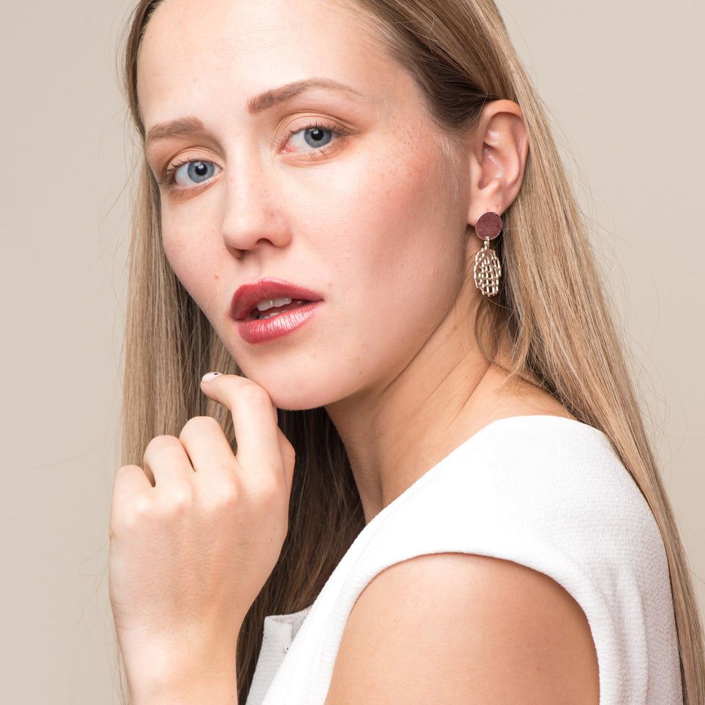 Model wearing Sterling Silver Dangle Sea Fan Earrings on IndieFaves