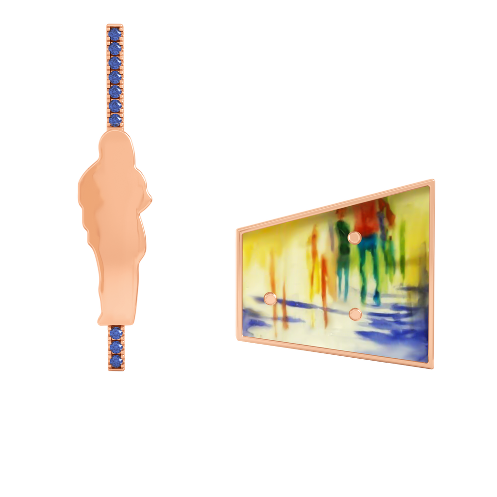 Rose Gold Hand-Painted V1 Earrings With Sapphire