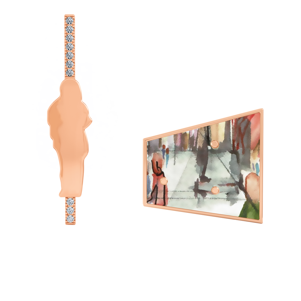 Rose Gold Hand-Painted V2 Earrings With Zircon