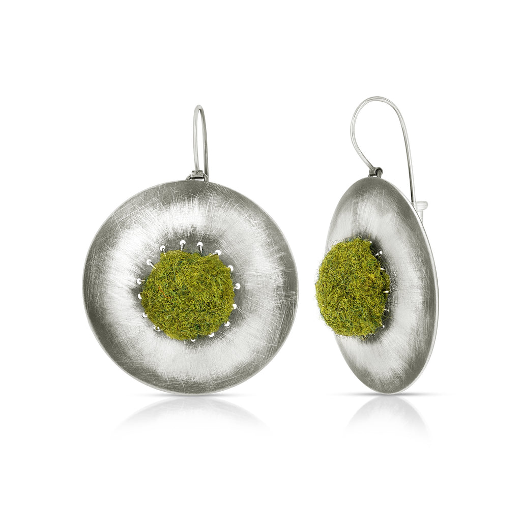 Susan Drews Watkins Large Disc Earrings Olive Green Felt Designer Earrings  on IndieFaves