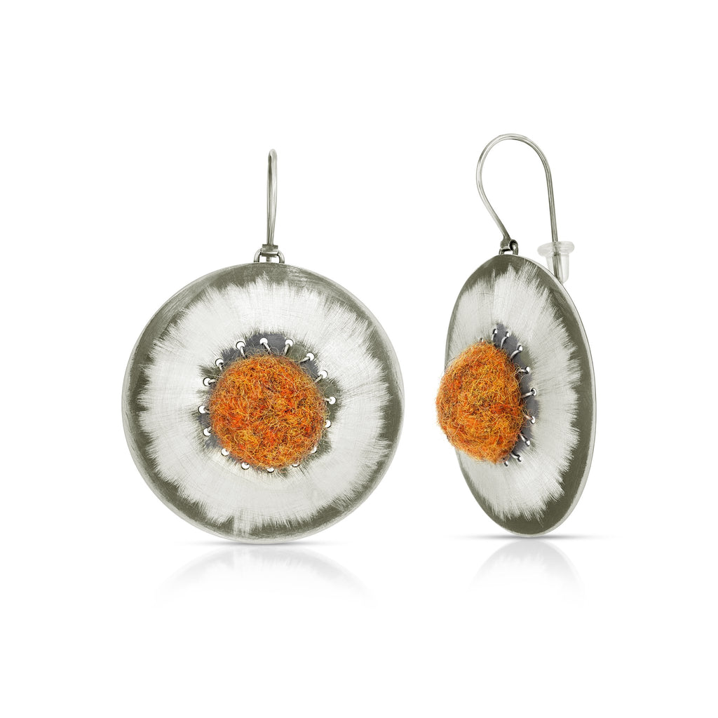 Susan Drews Watkins Large Disc Earrings Orange Felt Designer Earrings  on IndieFaves