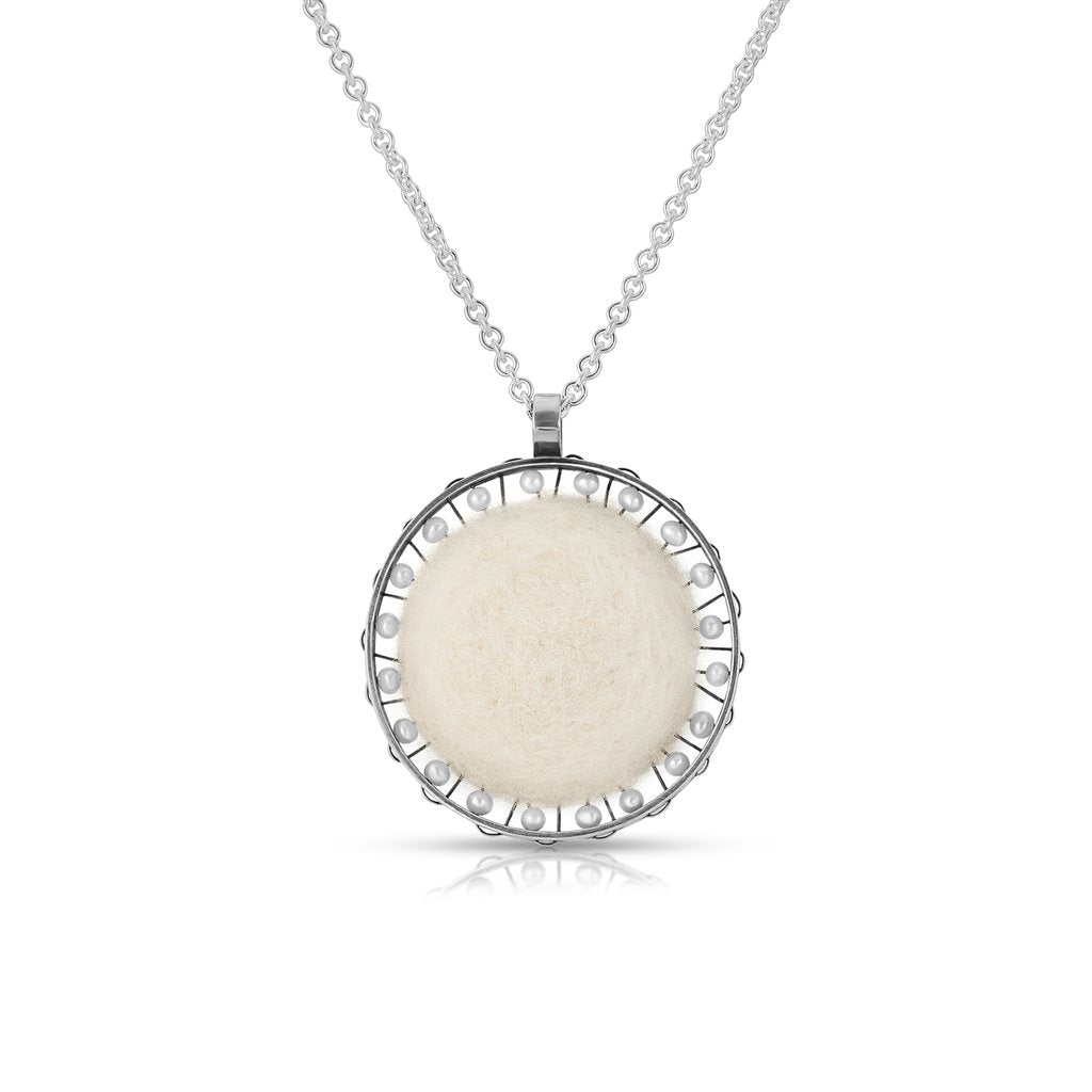 Sterling Silver and Natural Wool Felt Jewelry Designer Necklace on IndieFaves
