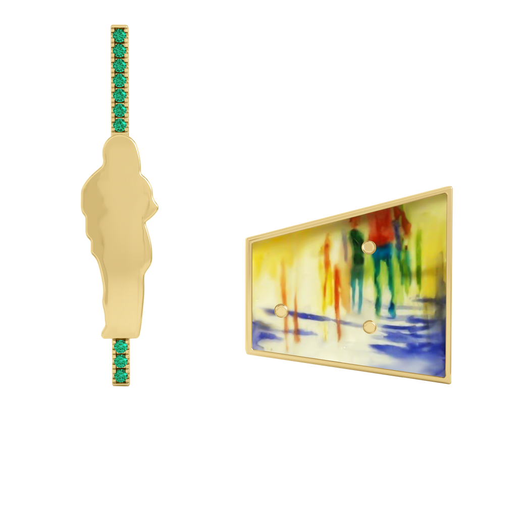 Yellow Gold Hand-Painted V1 Earrings With Tourmaline