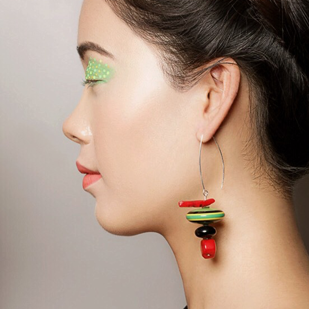 Model wearing Mara Colecchia - Merry Go Round Designer Earrings on IndieFaves
