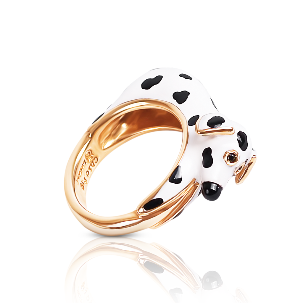 chiara bello 18k gold-plated enamel GIANNA DALMATIAN Designer ring on IndieFaves