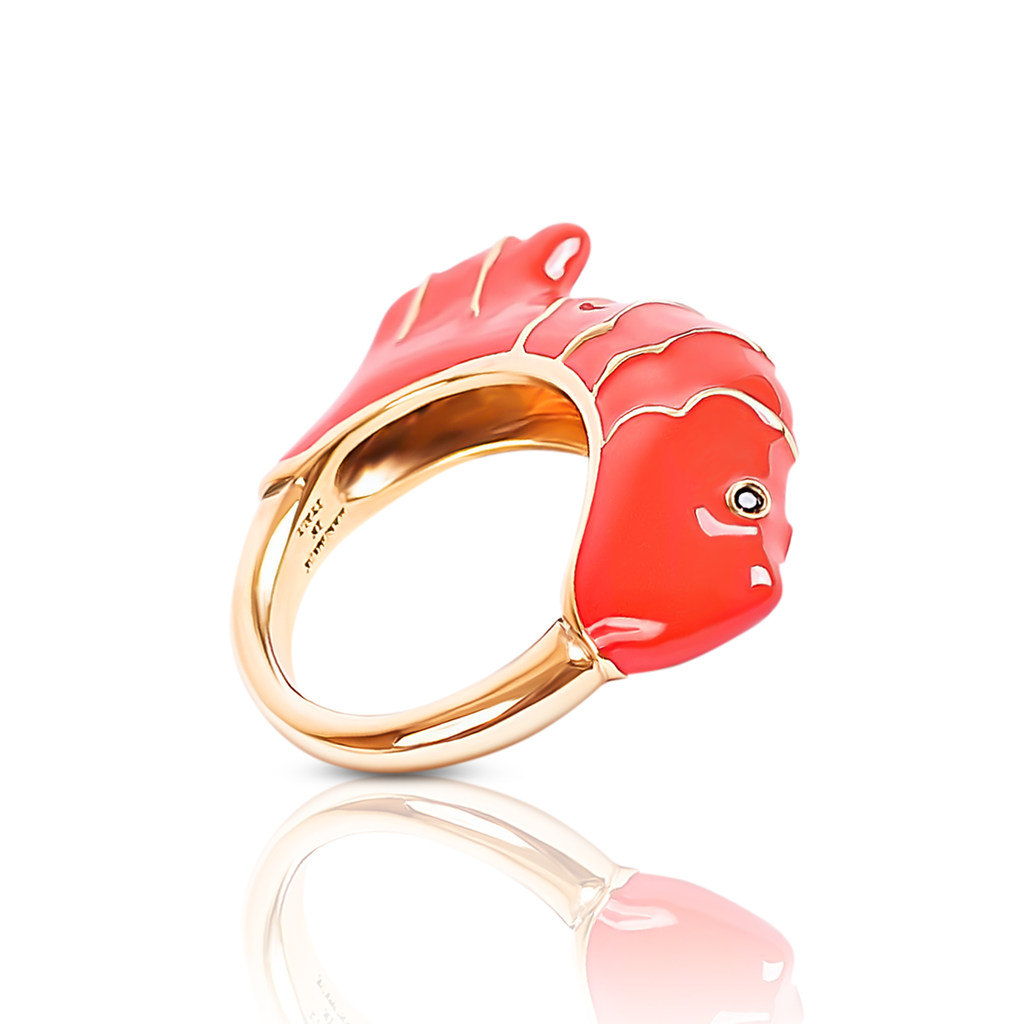 Chiara bello 18k gold-plated enamel GINO FISH Designer ring on IndieFaves