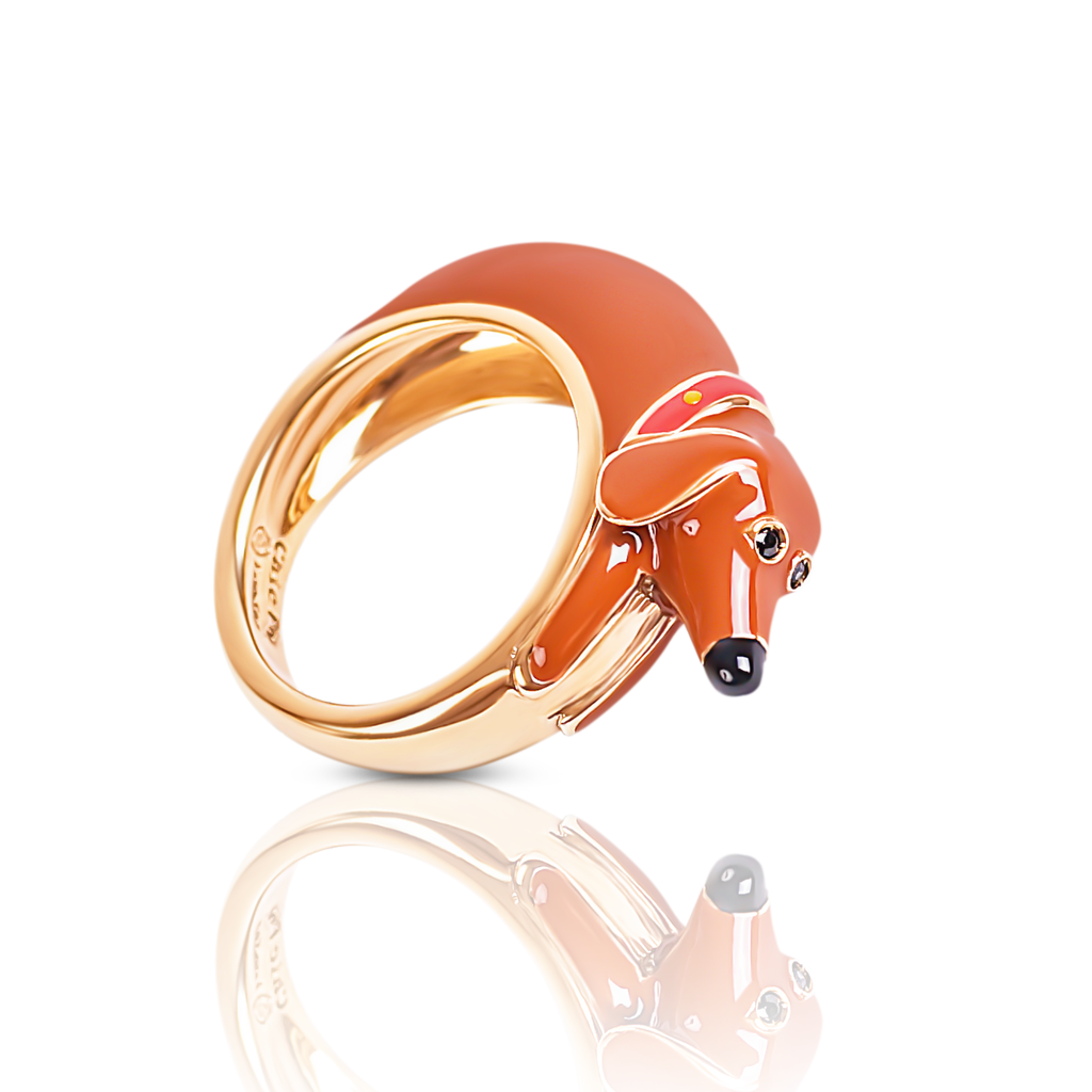 Chiara bello 18k gold-plated enamel UGO SAUSSAGE Designer ring on IndieFaves