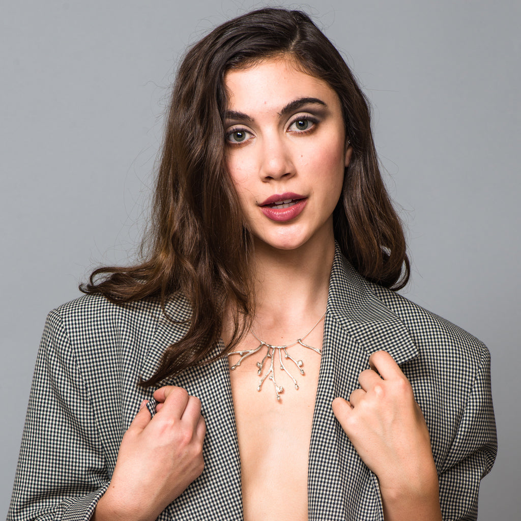 Model wearing Mara Soriano - Haru Designer Necklace on IndieFaves