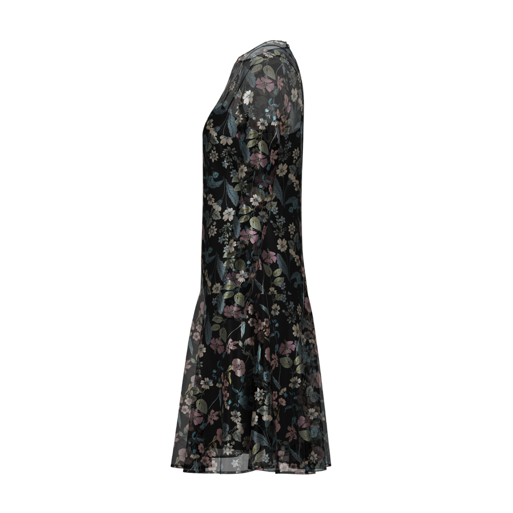 Day To Night Flowerfield Dress In Chiffon Black Left on IndieFaves