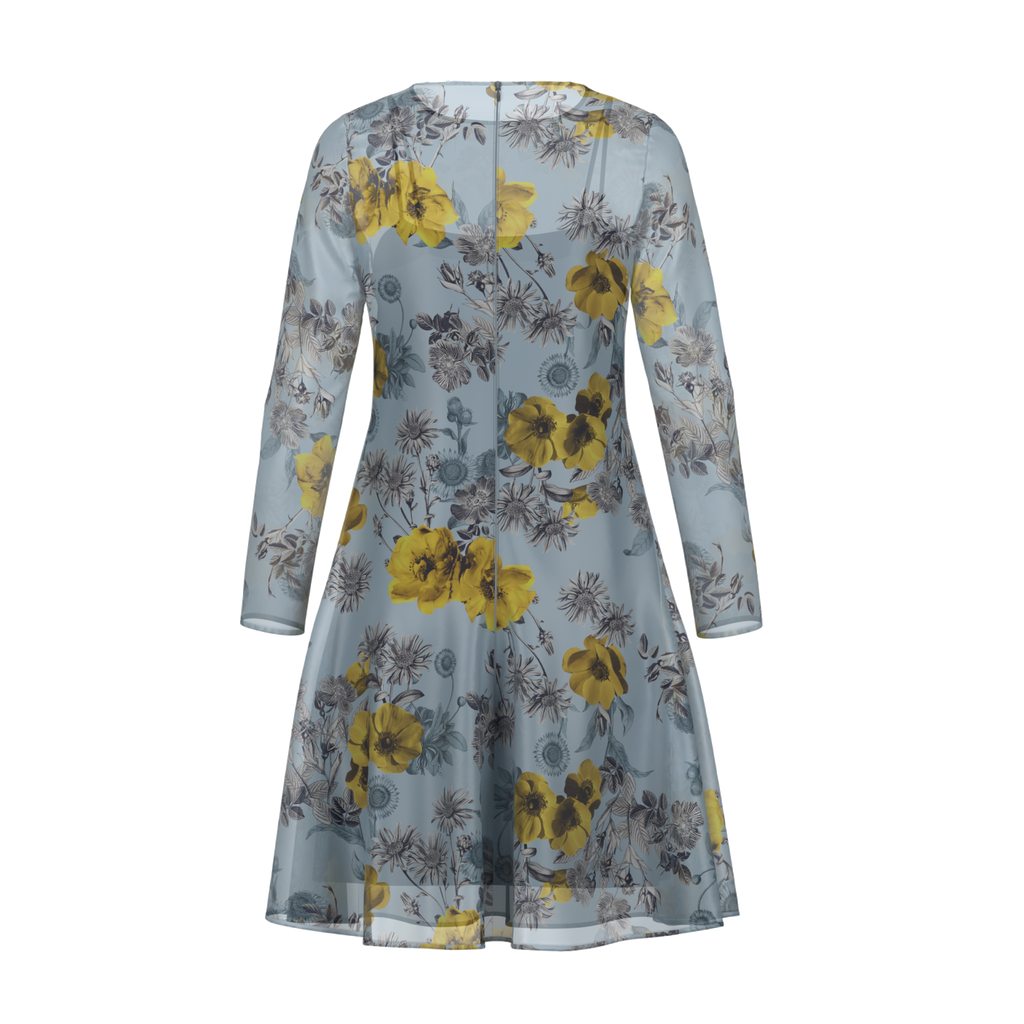 Day To Night Daisies Dress In Chiffon Blue Back on IndieFaves